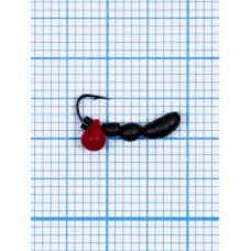 Мормышка Лесной Муравей Drops красный (Formica RUFA) 0,38/16, чёрный (d 2,5мм, свинец, крючок Kumho №16, вес 0,38гр., способ крепления-сквозное отверстие)